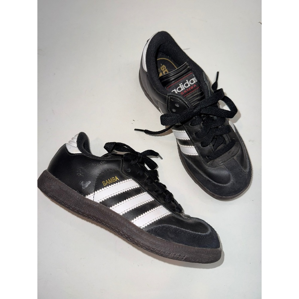 ADIDAS Samba Youth Boys 1 Black White Low Top Lace Up Sneakers Box 1A